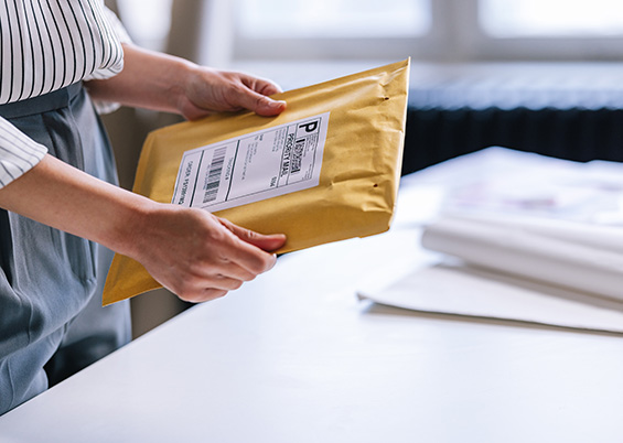 A package being picked up