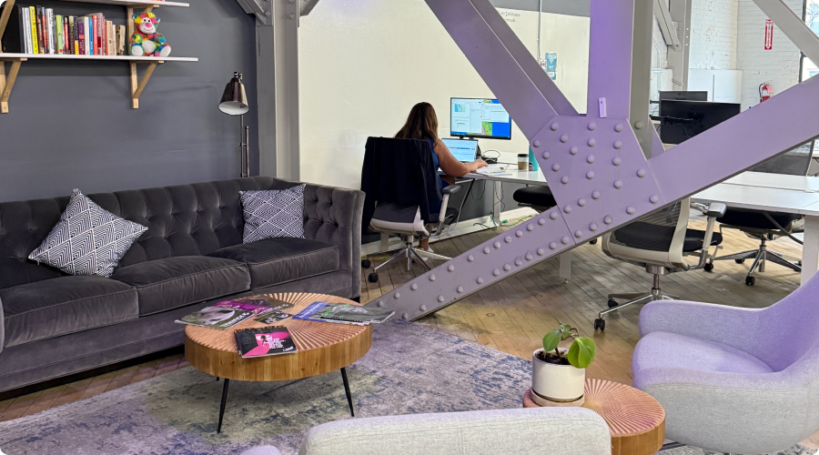A lounge area in Cowork + Connect