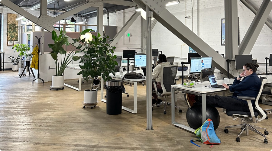 Computer stations in Cowork + Connect