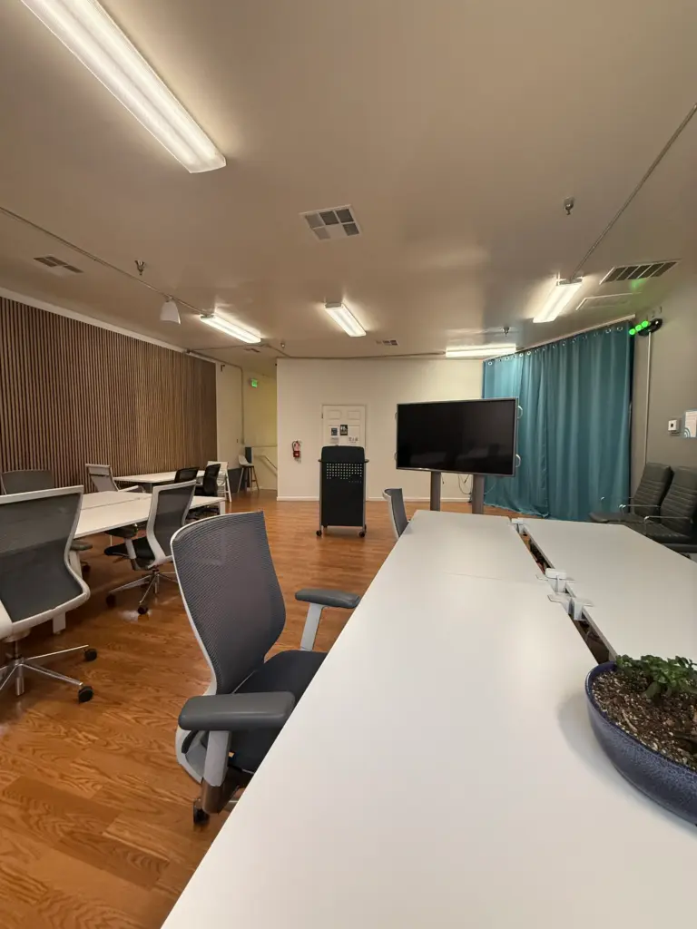 Interior shot of the event space in Cowork + Connect
